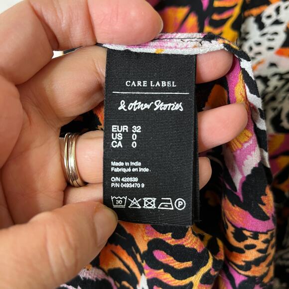 & Other Stories Multicolor Animal Print Mini Dress 0 Sleeveless V-Neck Boho - Picture 7 of 8